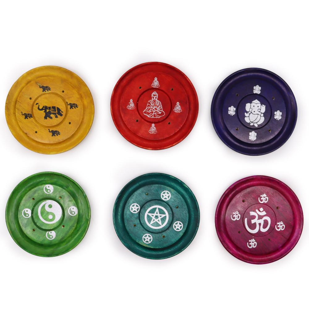 6x Assorted Design Incense Plates