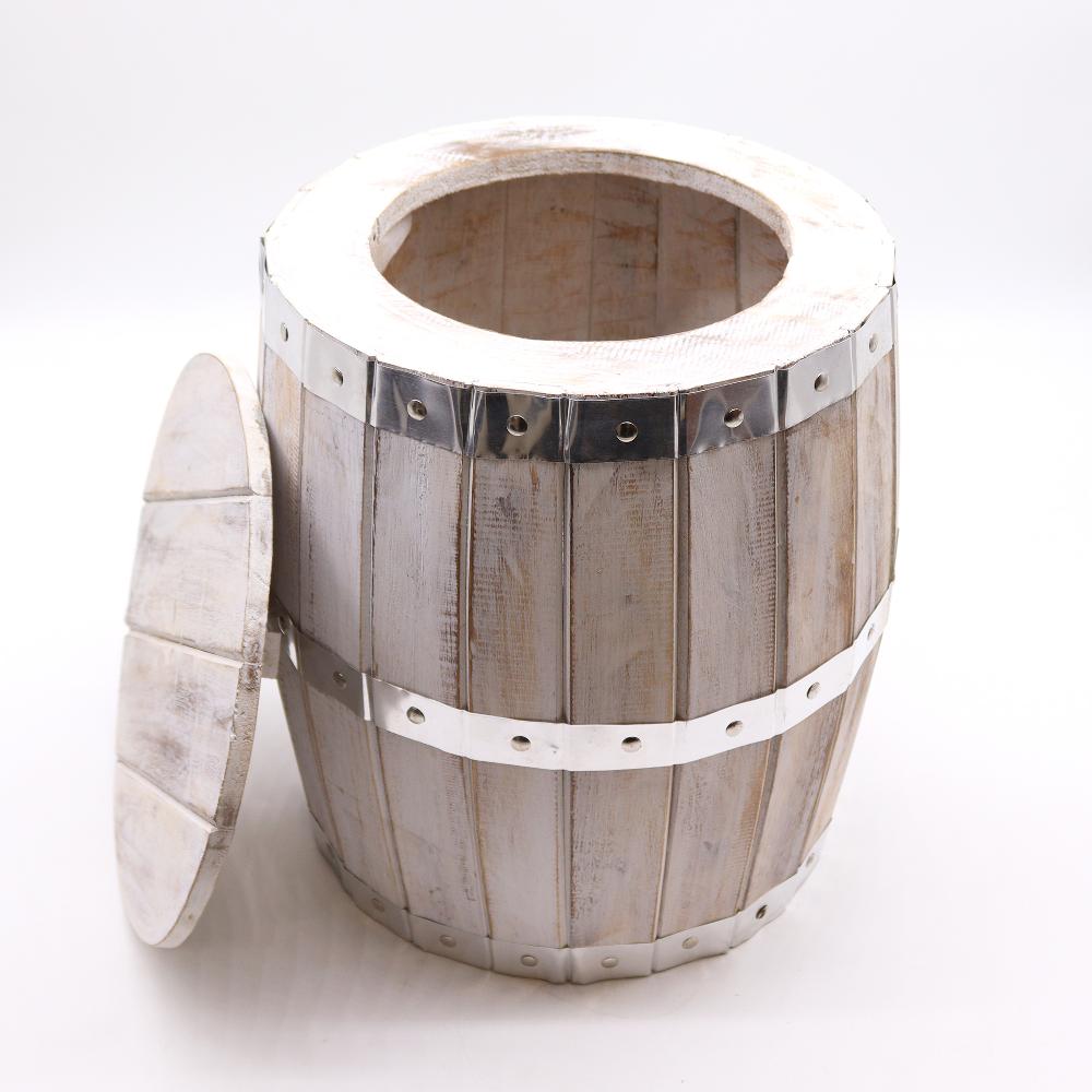 Beer Barrel Stool - Whitewash 38x32cm