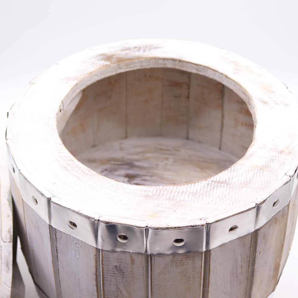 Beer Barrel Stool - Whitewash 38x32cm