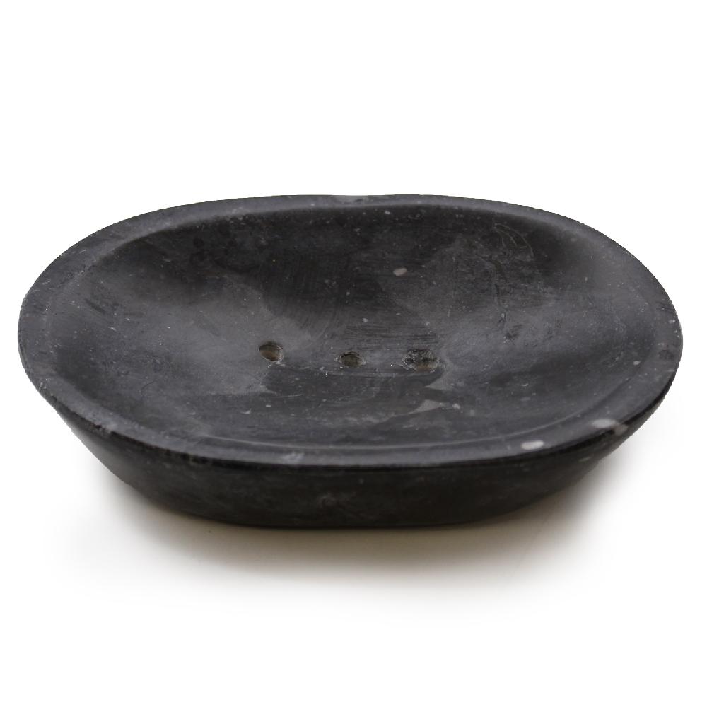 Classic Oval Black Marble Soap Dish