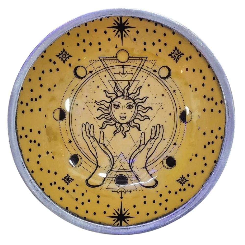 Enamelled Offering Plate - Hands & Sun