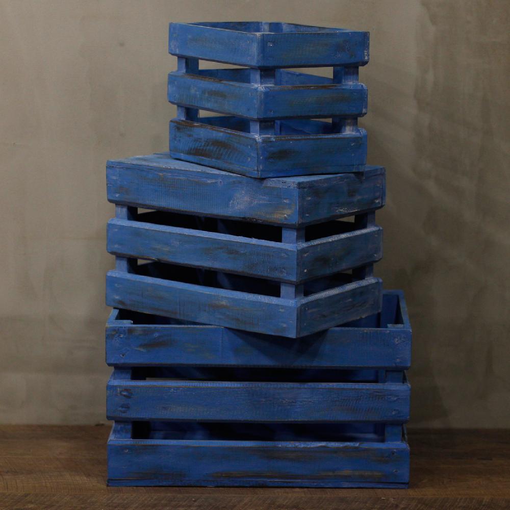 Fruit Box Set Of 3 - Bluewash