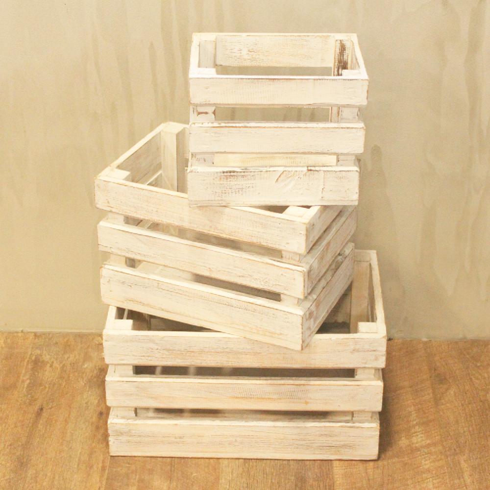 Fruit Box Set Of 3 - Whitewash
