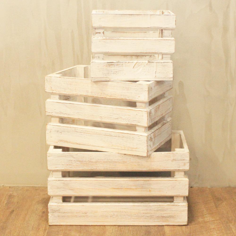 Fruit Box Set Of 3 - Whitewash