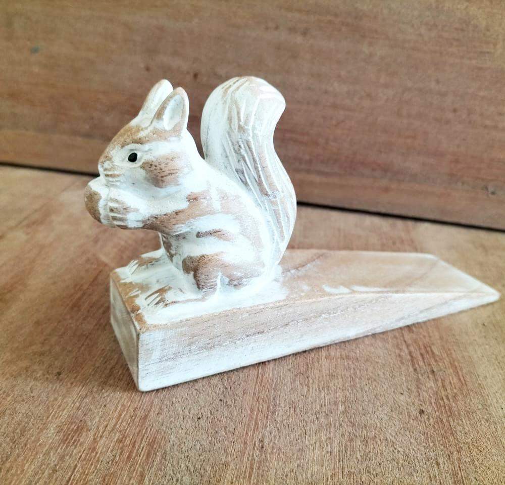 Hand Carved Doorstop - Squirrel