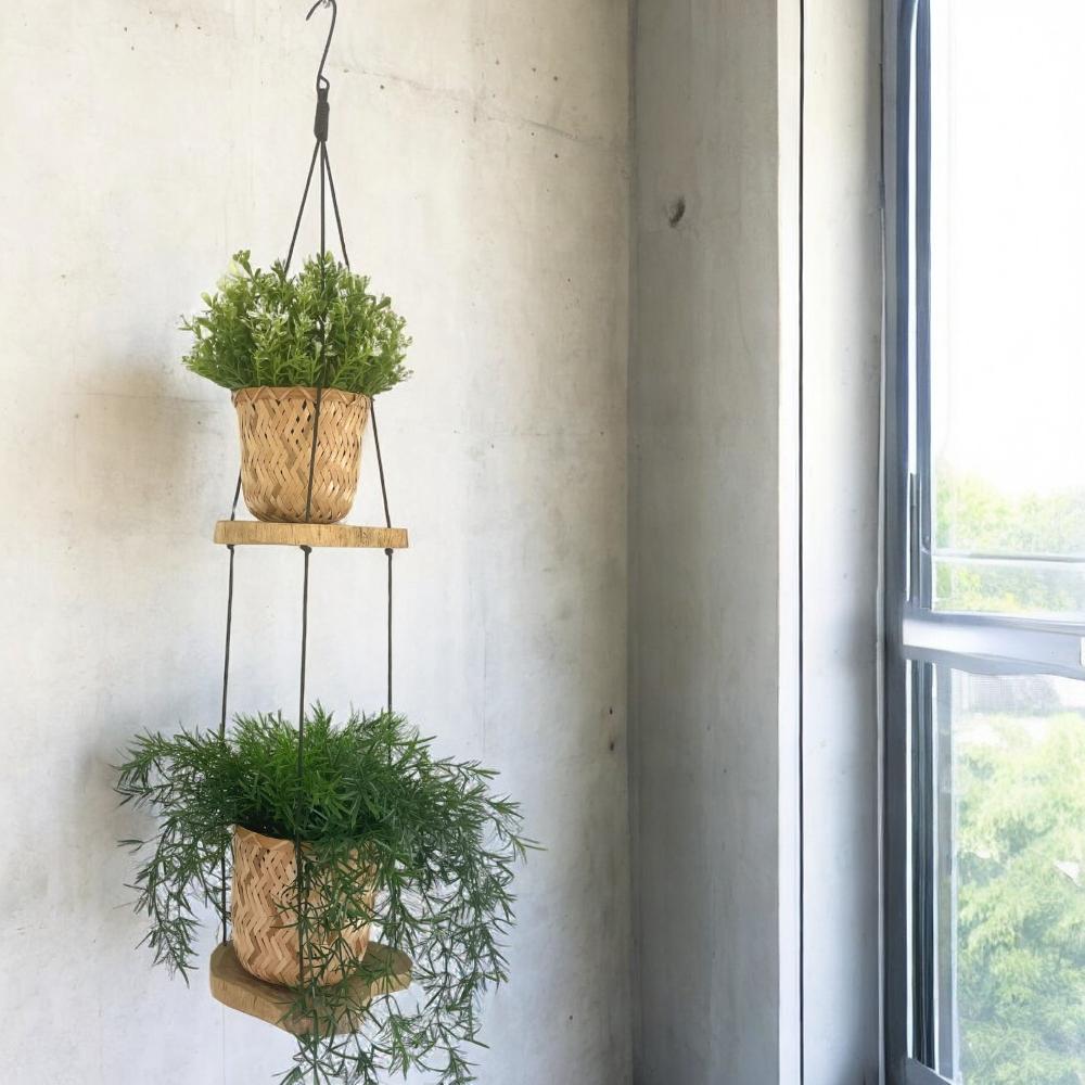 Hanging Gamal Wood Shelf - Two Levels