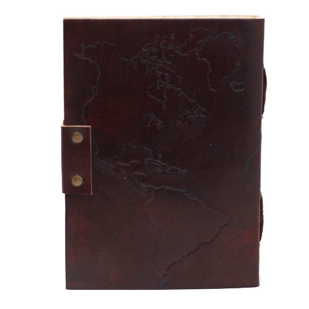 Leather World Map Notebook (7x5")