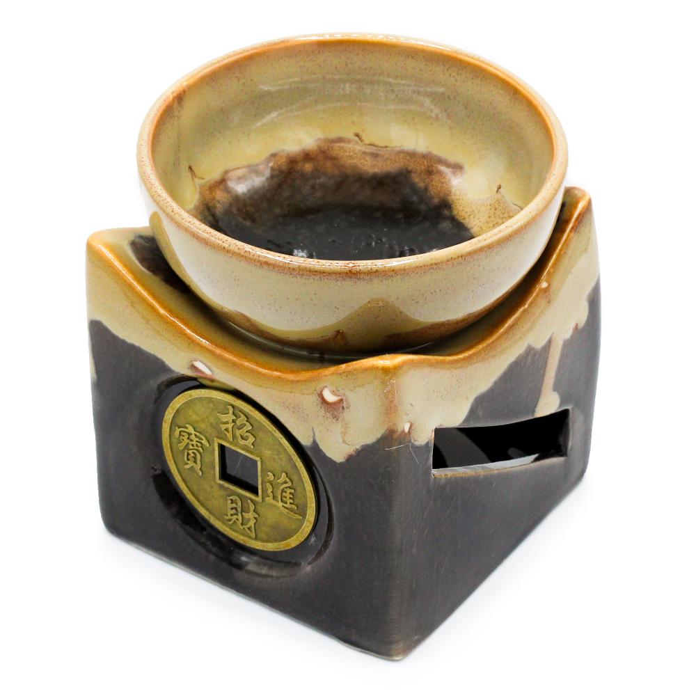 Lucky Coin Large Oil Burner - Brown