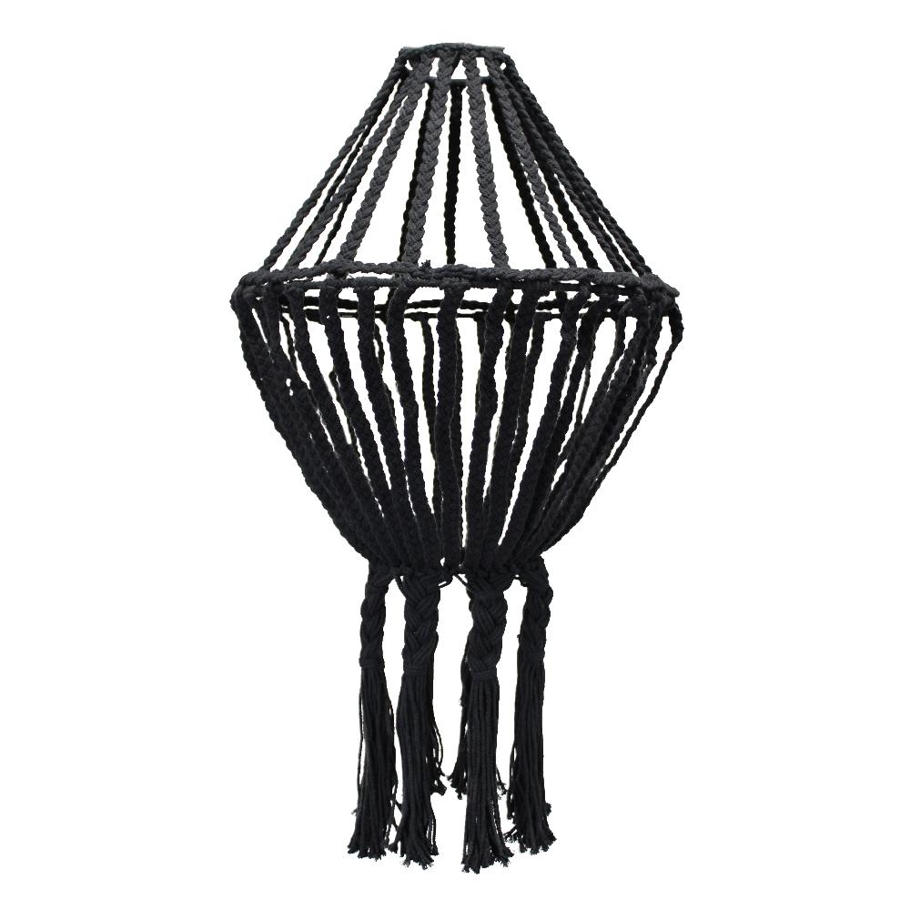 Macrame Large Drop Chandelier - Black
