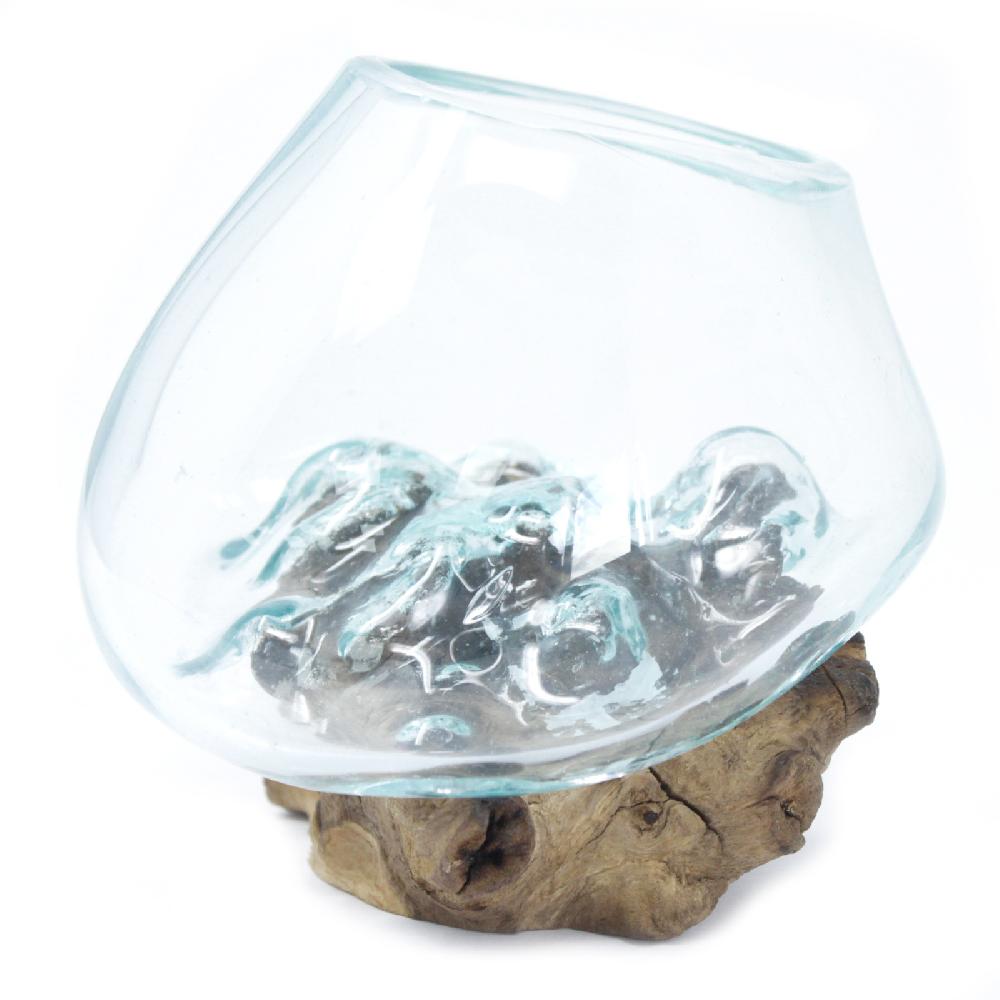 Molten Glass On Wood - Small Bowl