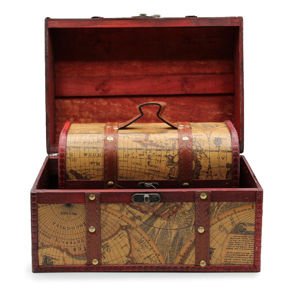 Old Map Chest - Set Of 3