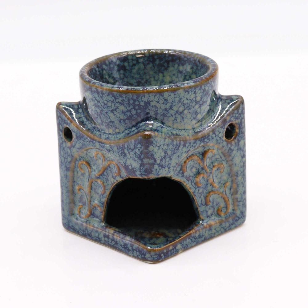 Square Buddha Oil Burner - Dusty Blue