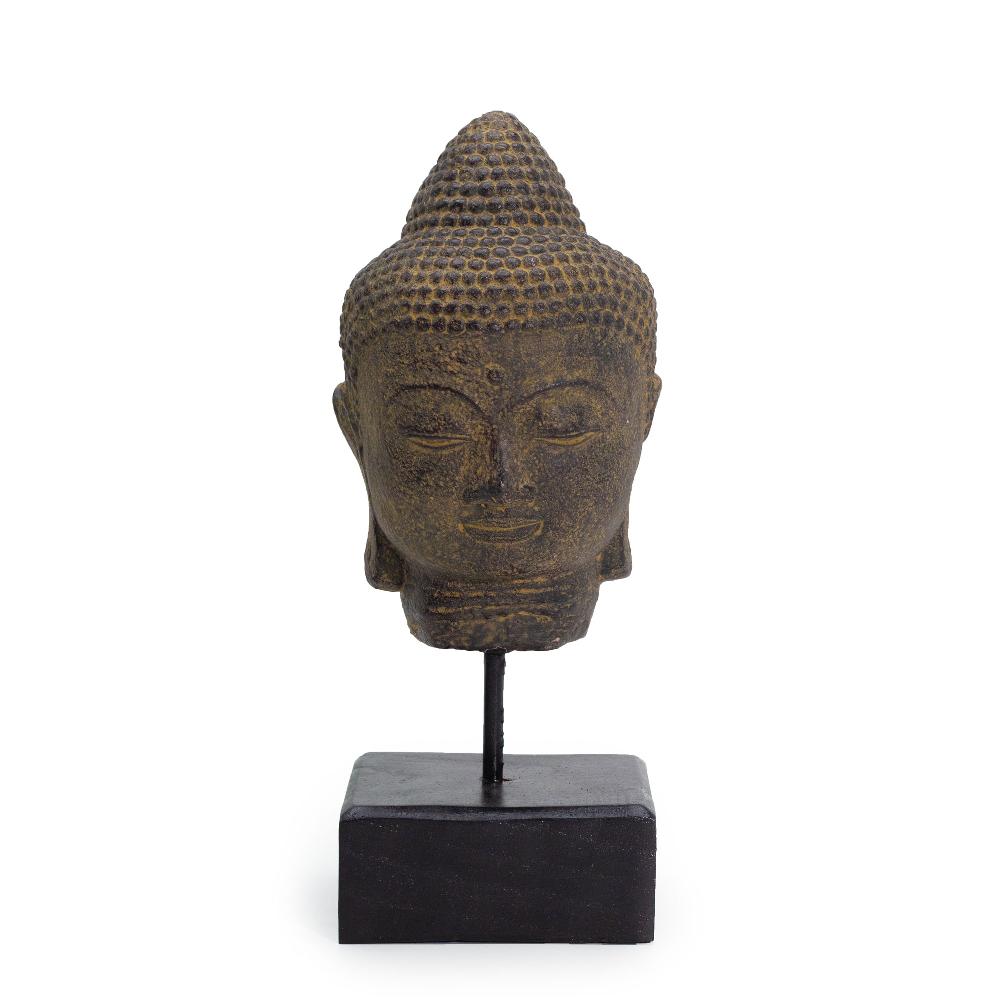 Stillness Buddha Head on Stand - Grey
