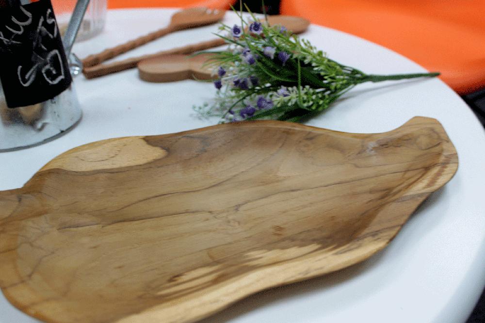 Teak Leaf Shaped Bowl - Aprox 32cm