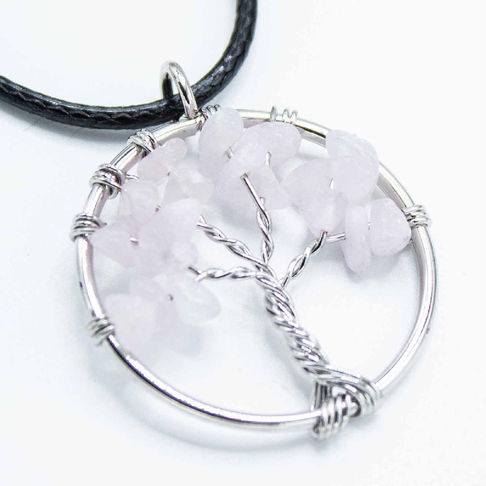 Tree Of Life Pendant - Rose Quartz