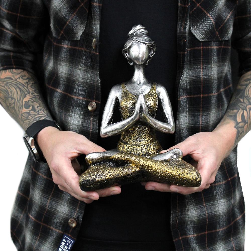 Yoga Lady Figure - Bronze & Silver 24cm