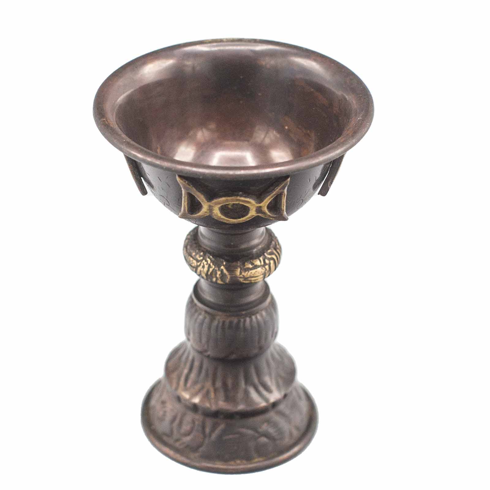 Antique Copper Ritual Goblet With Triple Moon 8x13cm