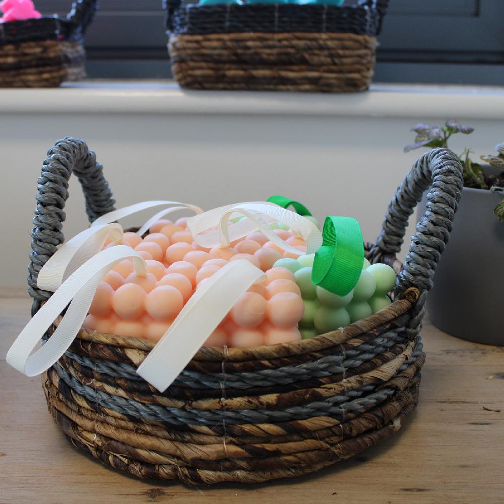 Banana Leaf & Abu-abu Raffia Basket- Set Of 2