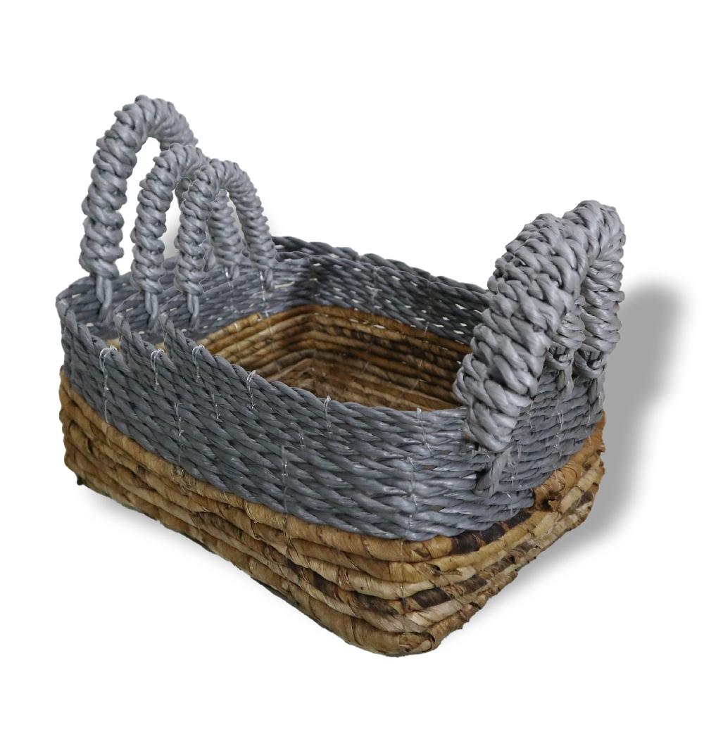 Banana Leaf & Abu-Abu Raffia Square Basket- Set Of 3