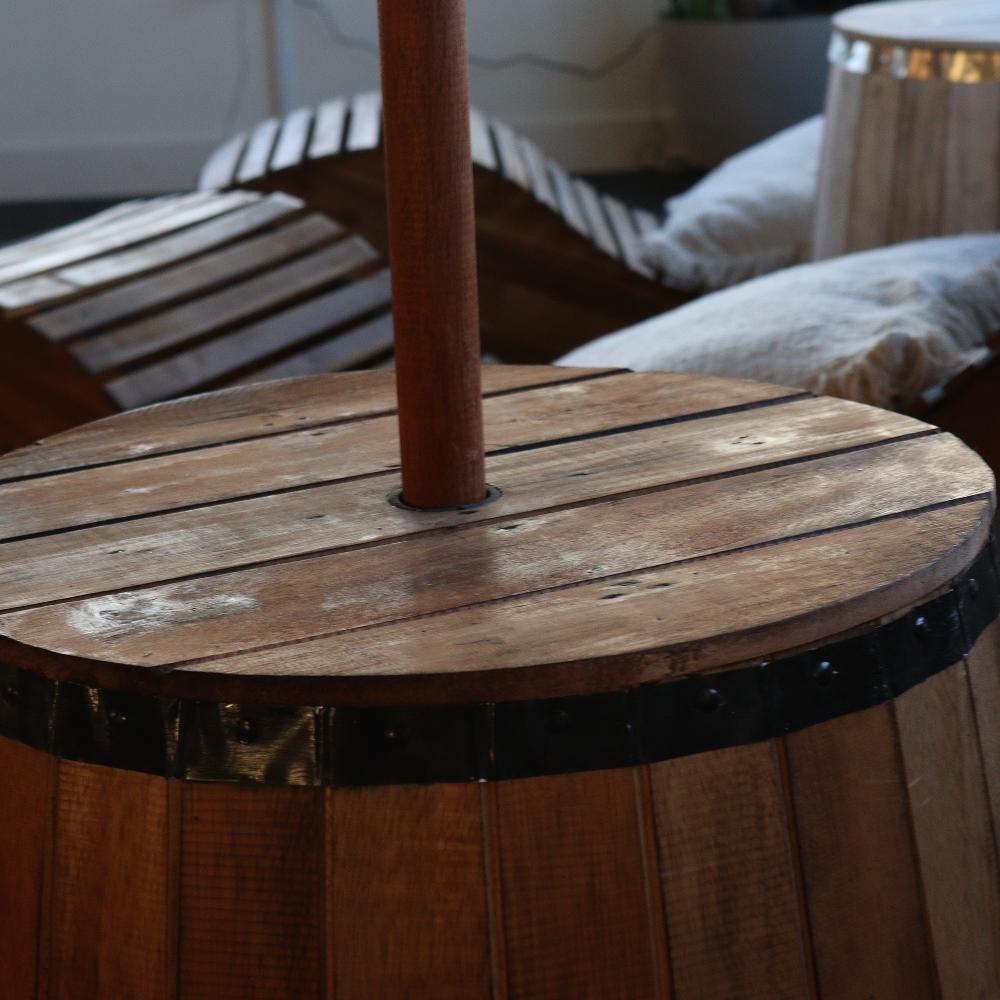 Beer Barrel Table & Parasol Stand 60x48 5 cm - Natural