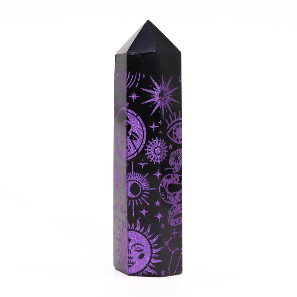 Black Obsidian Points (approx 60-70 Gm 9cm) - Mystic Story - Deep Purple