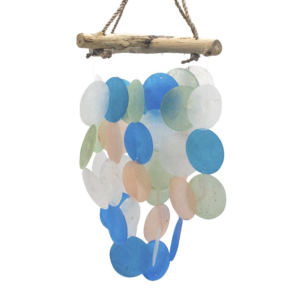 Blue & Pearl Effect Driftwood Cross Chime
