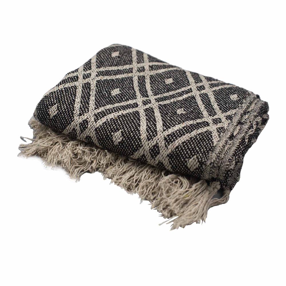Boho Comfort Throw - 125x150cm - Black & Biege Regency