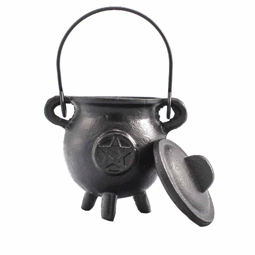 Cast Iron Cauldron With Pentagram 6.5x13cm