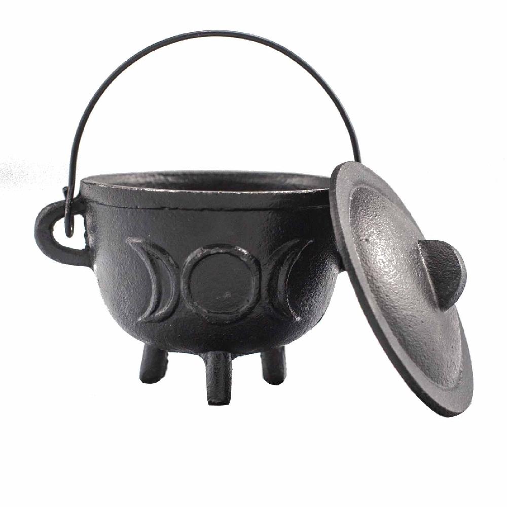 Cast Iron Cauldron With Triple Moon 11x13cm
