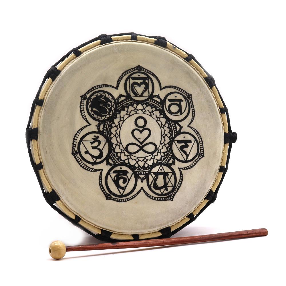 Chakra Shamanic Drum with Stick - 25cm Diameter