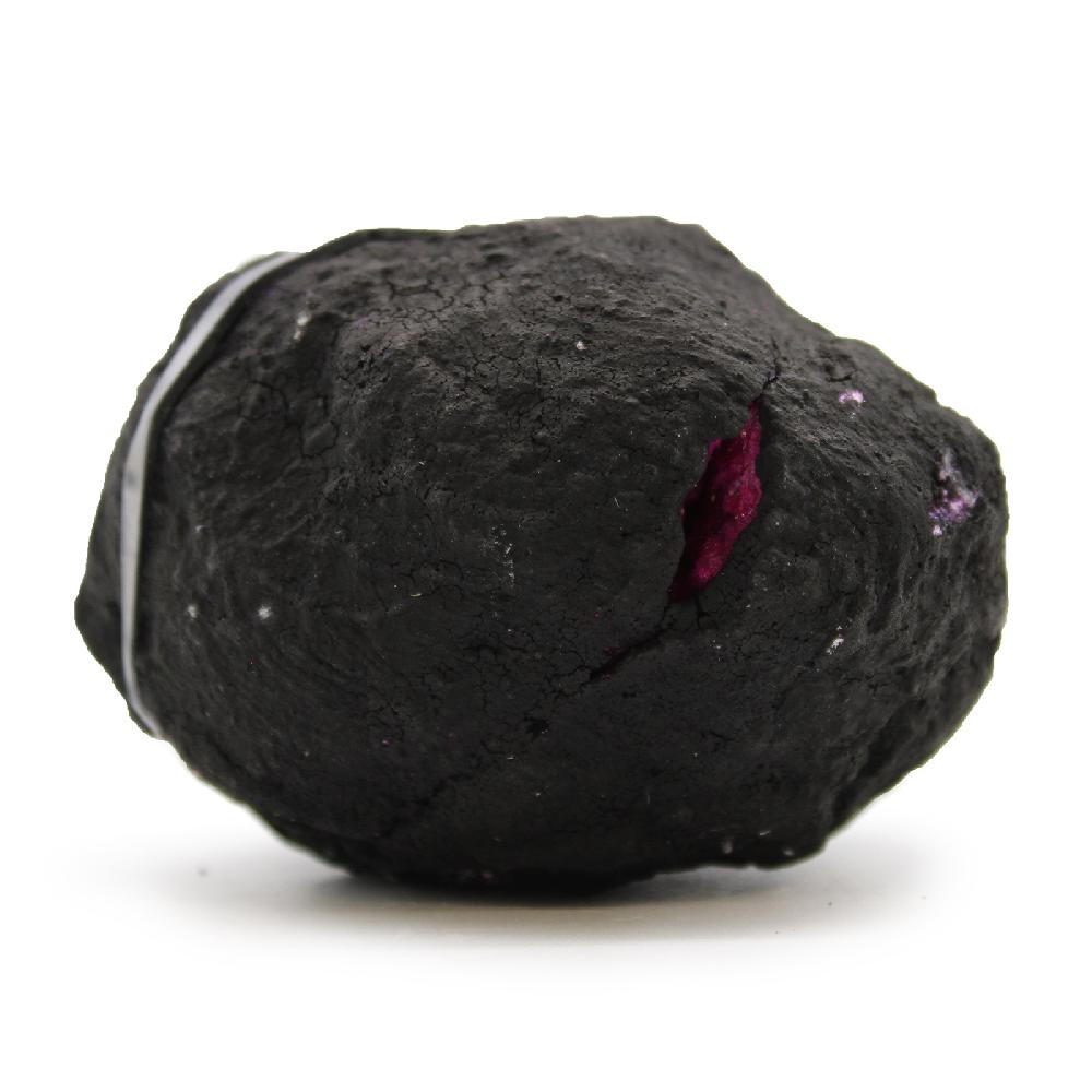 Coloured Calcite Geode 8.5x6cm - Black Rock - Dark Red