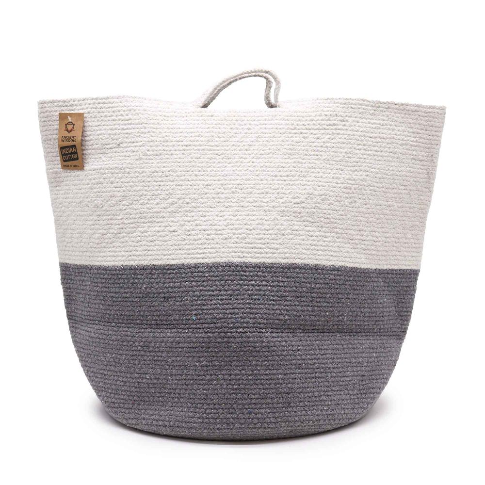 Cotton Rope Laundry / Storage Big Basket 45x40cm - Grey