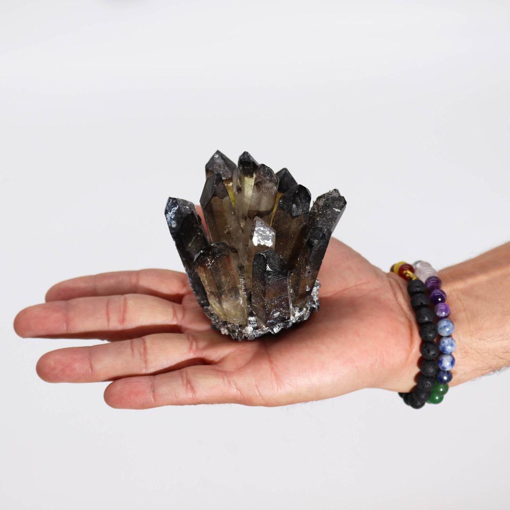 Crafted Quartz Cluster - Smoky Ghost Quartz (approx 250-300gm 8cm)