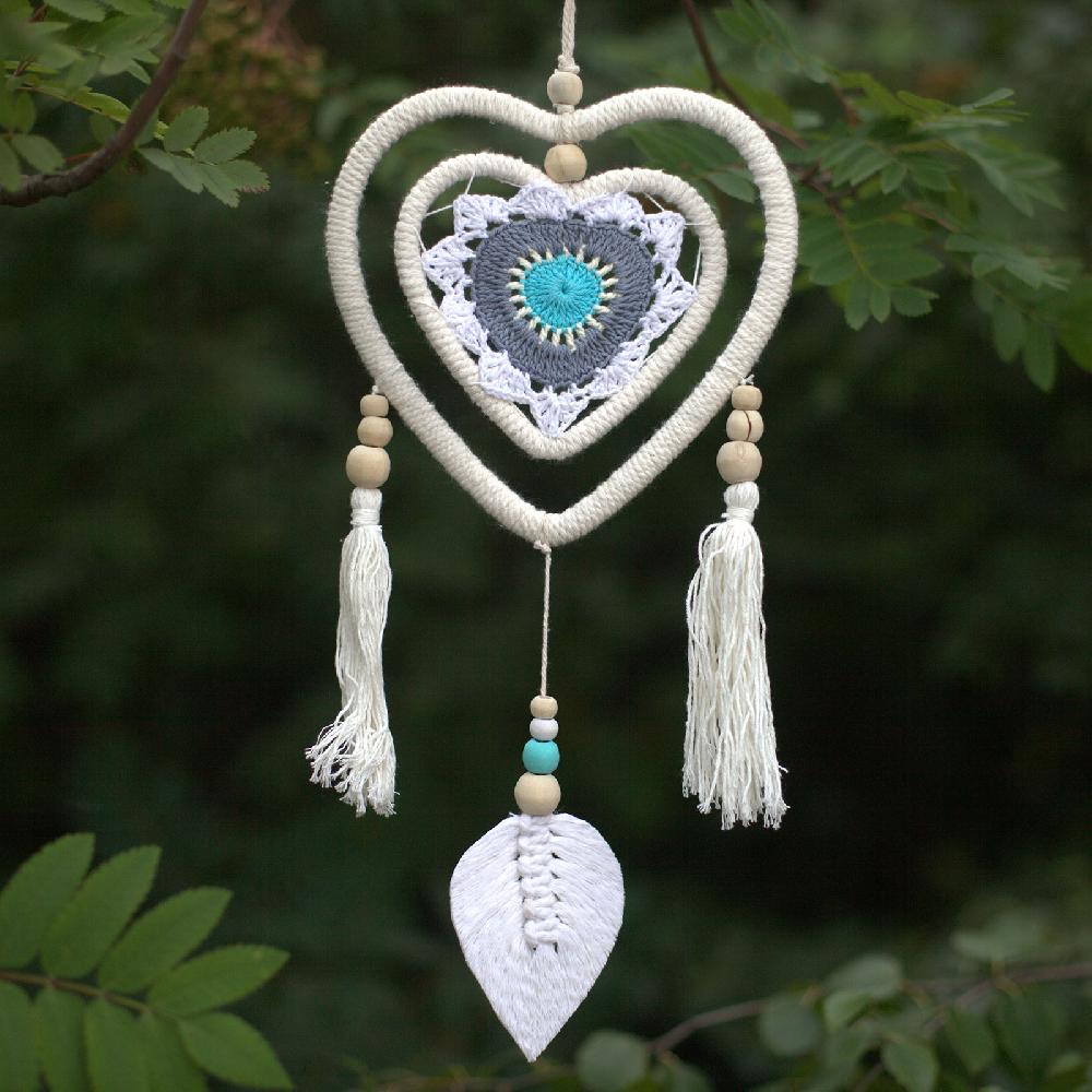Dream Catcher - Medium Blue Heart in Heart - 35cm