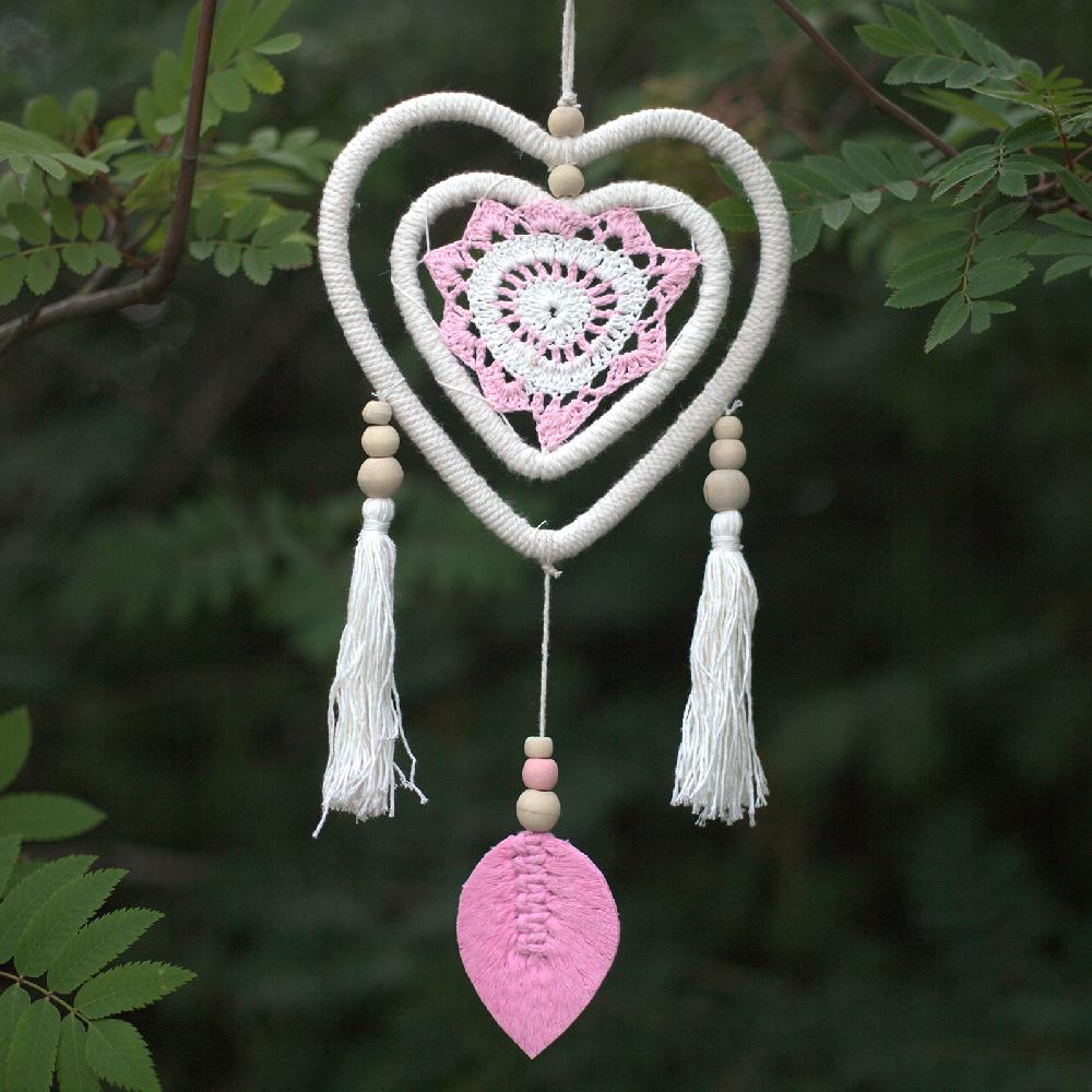 Dream Catcher - Medium Pink Heart in Heart - 35cm