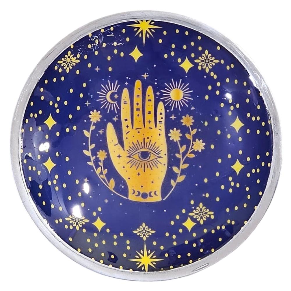 Enamelled Offering Plate - Hamsa Midnight Blue
