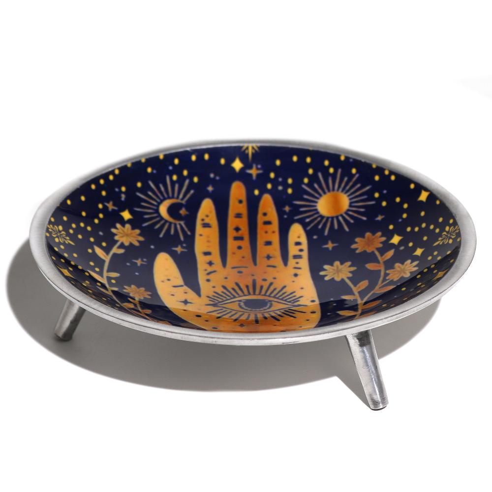 Enamelled Offering Plate - Hamsa Midnight Blue