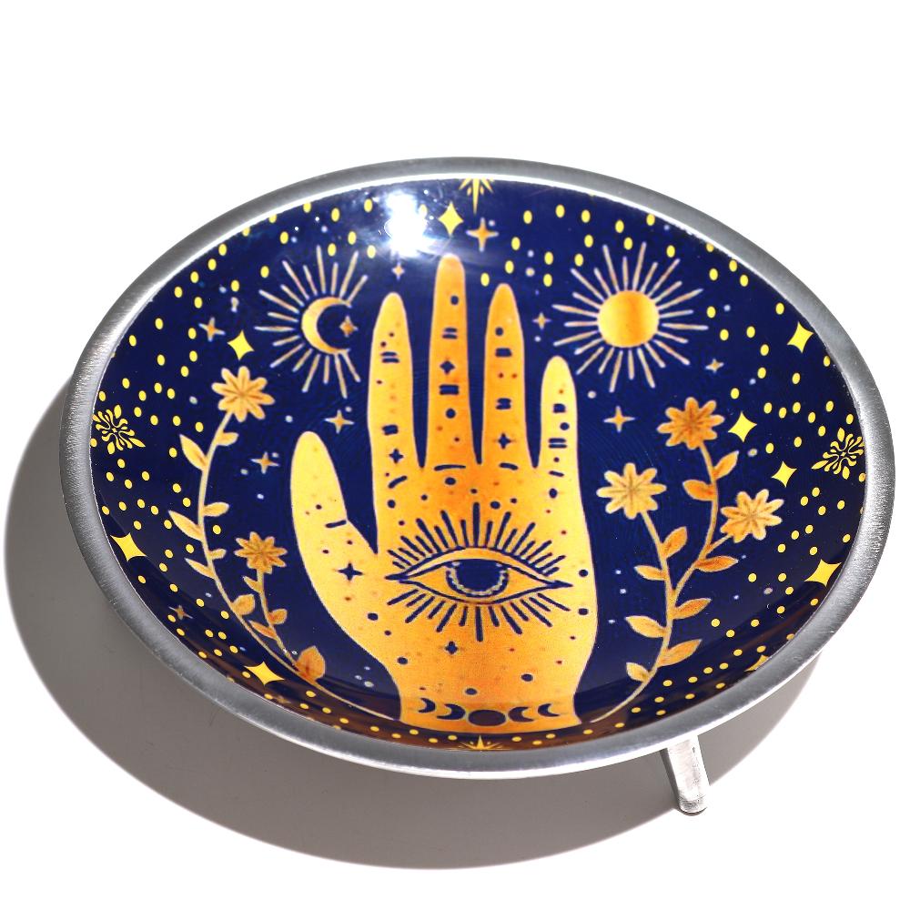 Enamelled Offering Plate - Hamsa Midnight Blue