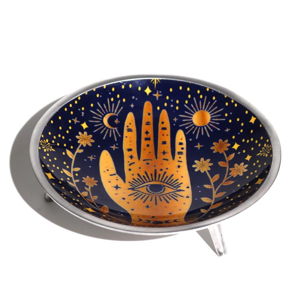 Enamelled Offering Plate - Hamsa Midnight Blue