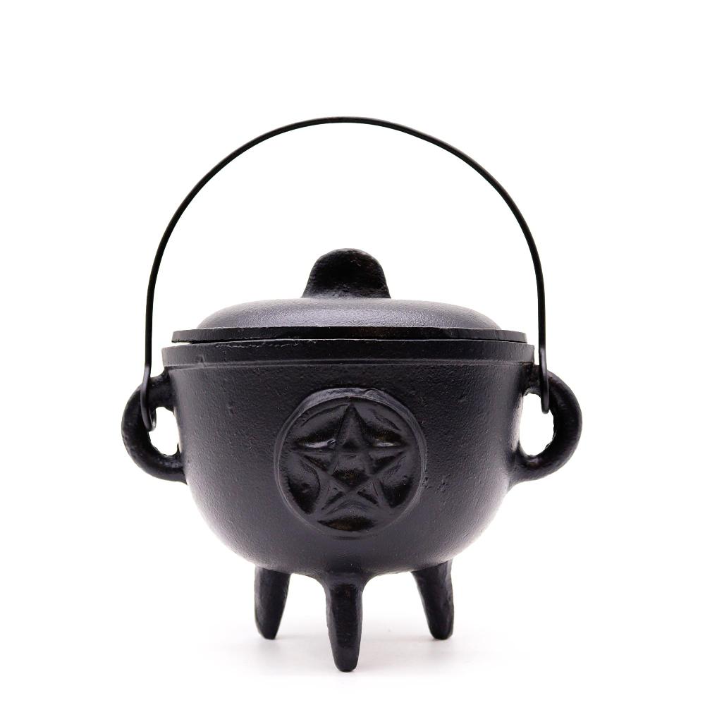 Extra Lrg Cast Iron Cauldron with Pentagram 15x15cm