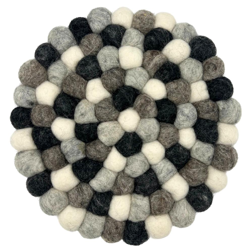 Felt Ball Round Placemat- 20cm Multi Grey Colour