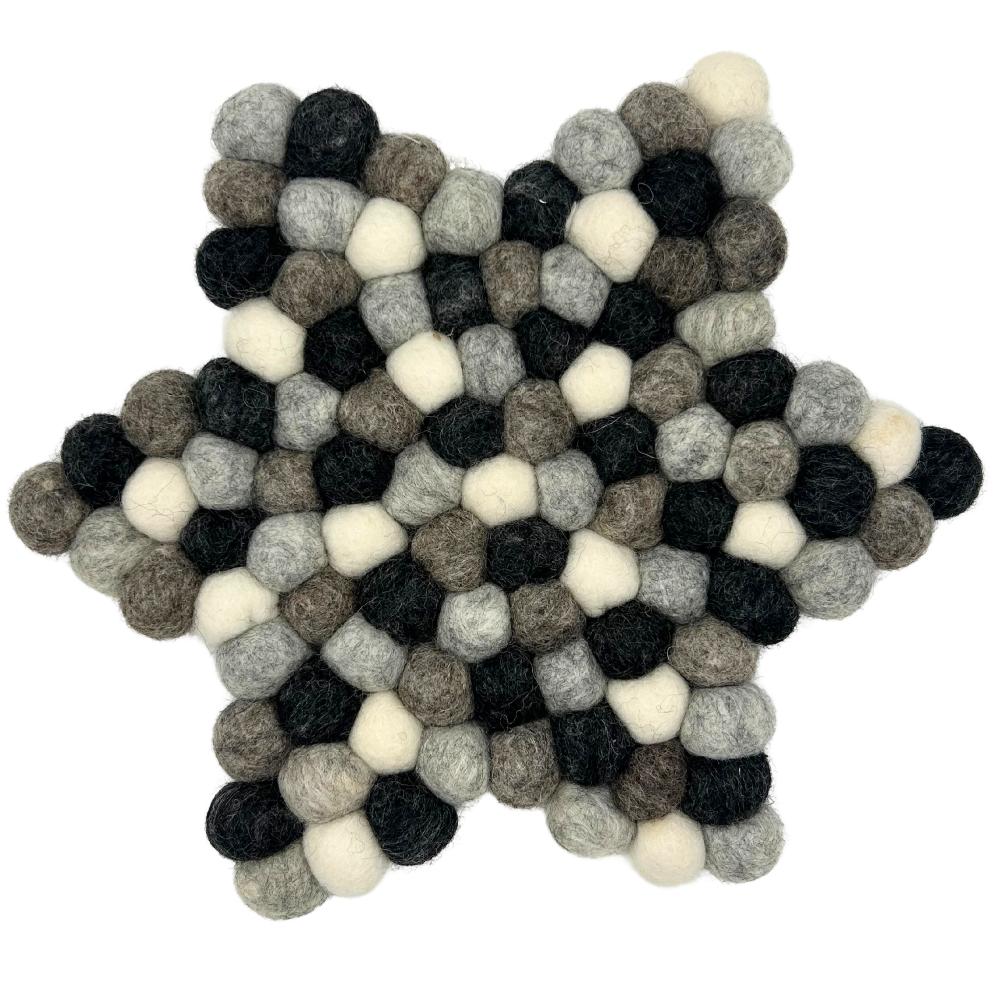 Felt Ball Star Centre Mat - 38x18cm Multi Grey Colour
