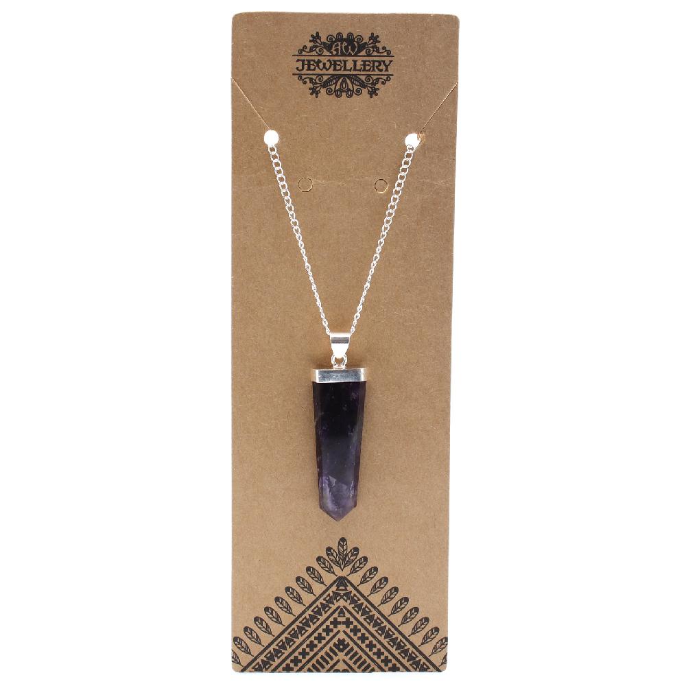 Gemstone Flat Pencil Pendant - Amethyst