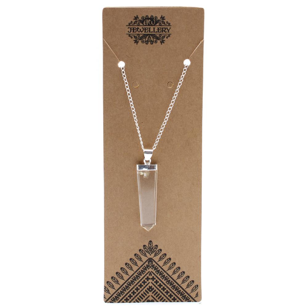 Gemstone Flat Pencil Pendant - Rock Quartz