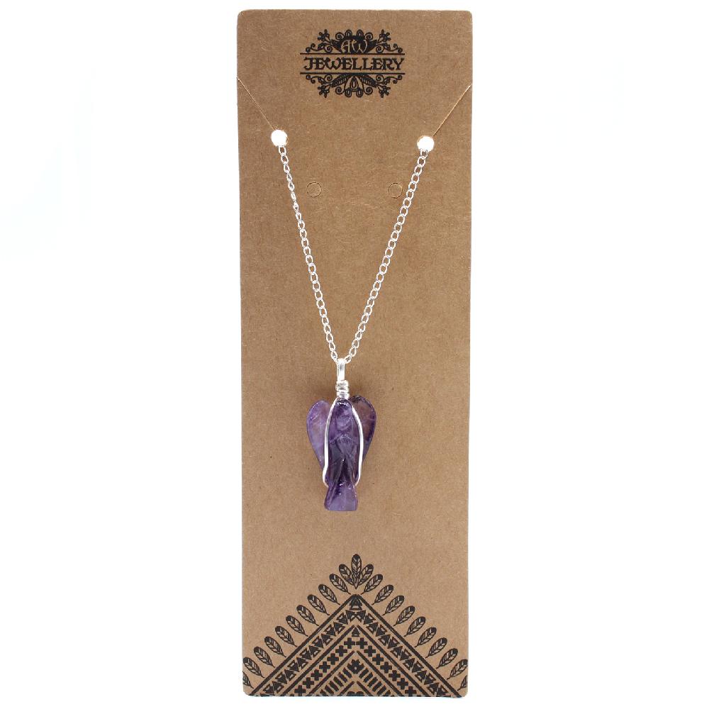 Gemstone Guardian Angel Pendant - Amethyst