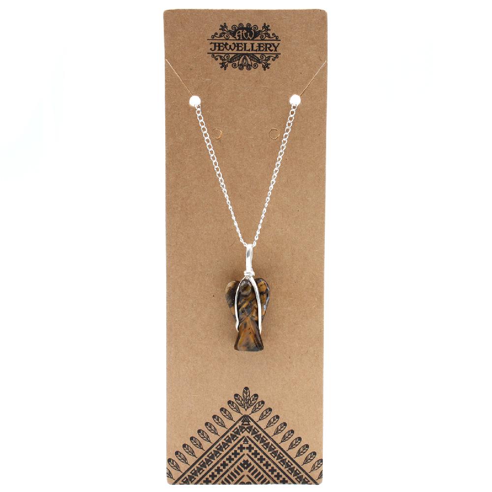 Gemstone Guardian Angel Pendant - Tiger Eye