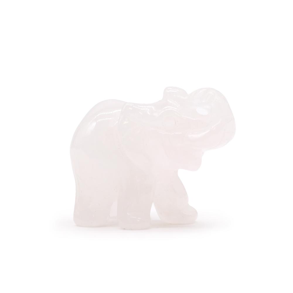 Gemstone Lucky Elephant - White Wisdom Quartz 50x35x25mm