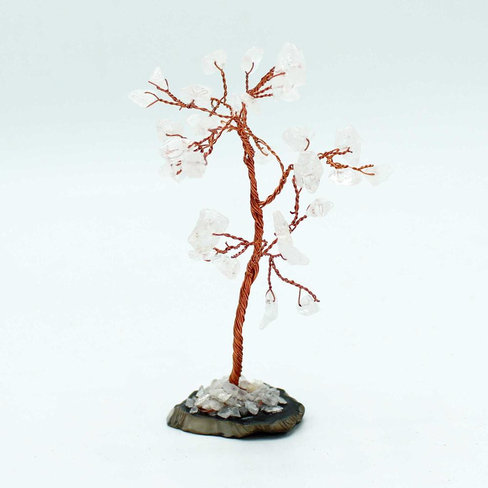 Gemstone Tree - Rock Quartz On Black Agate Base (35 Stones)