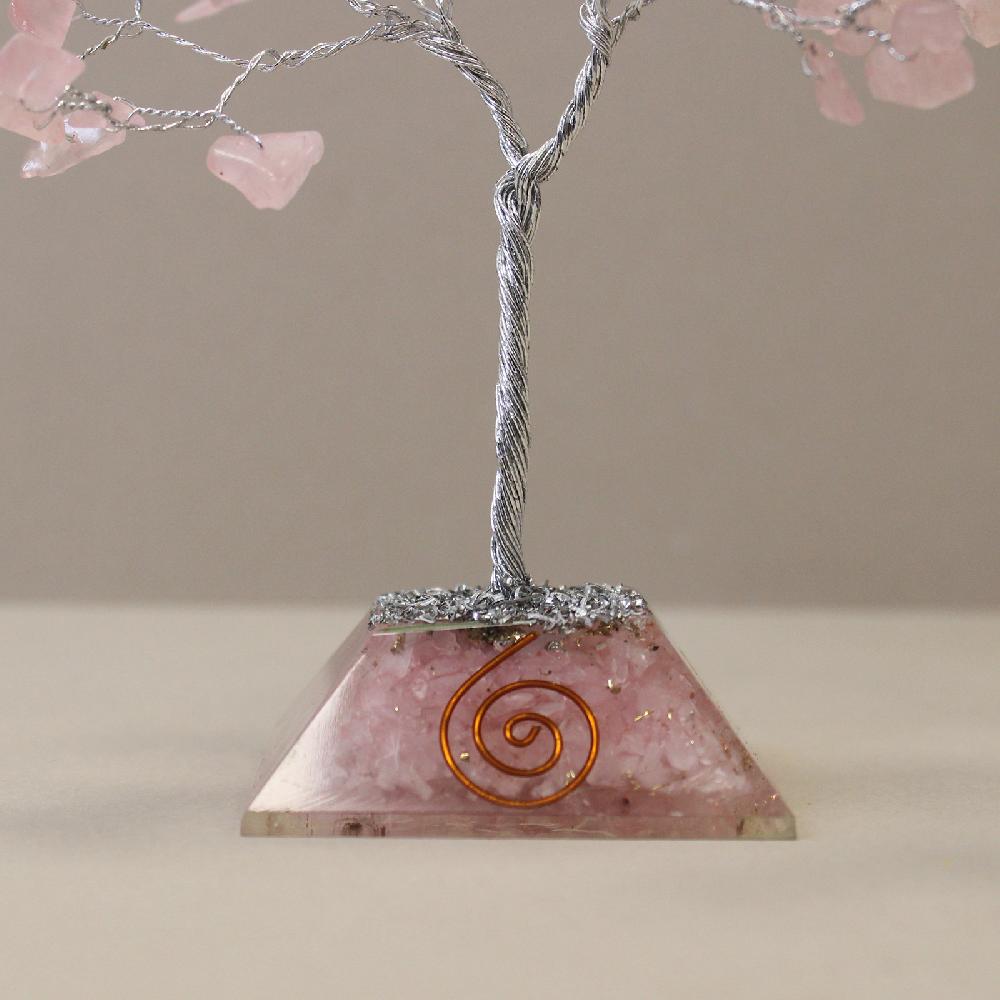Gemstone Tree With Orgonite Base - 80 Stone - Rose Quartz