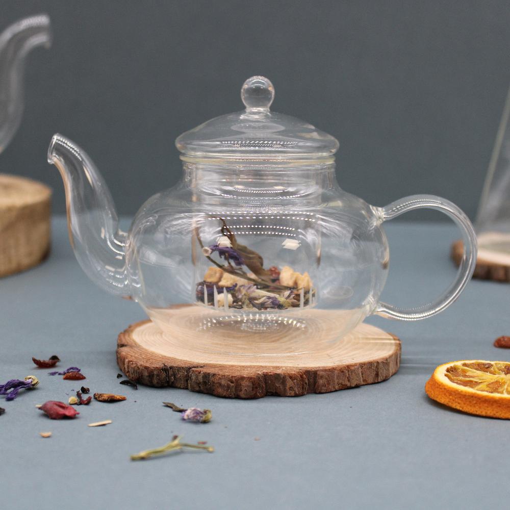 Glass Infuser Teapot - Round Pearl - 400ml - Gift Boxed